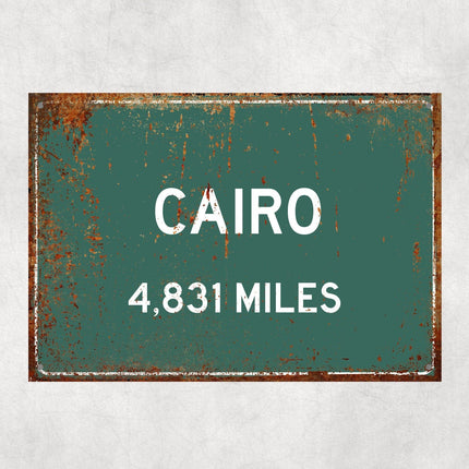 Cairo Distance Sign - Close Up Detail View