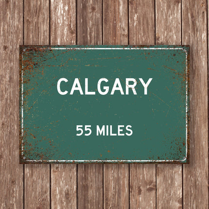Calgary Distance Sign - Close Up Detail View