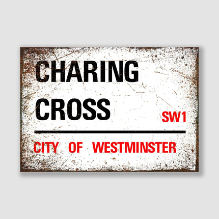 Charing Cross Street Sign - Close Up Detail View