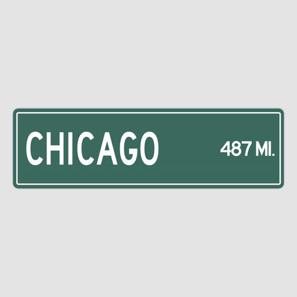 Chicago Distance Street Sign - Sign | Personalised Gift