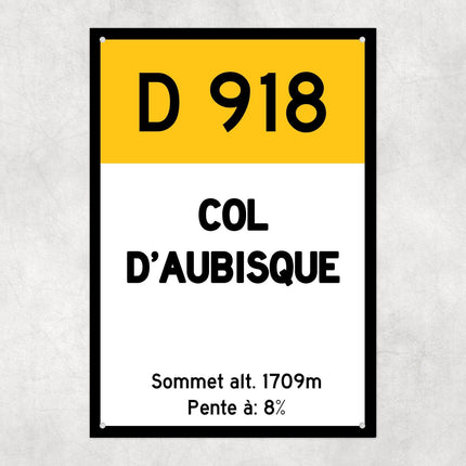Col D'Aubisque D918 Route Sign - Close Up Detail View