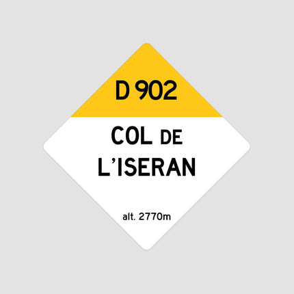 Col De L'Iseran D902 Route Sign - Square - Close Up Detail View