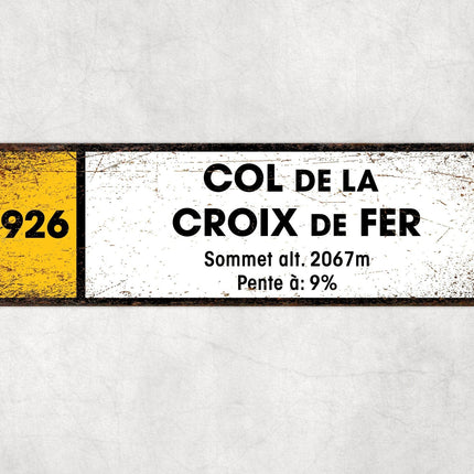 Col De La Croix De Fer D926 Route Sign - Cycling - Close Up Detail View