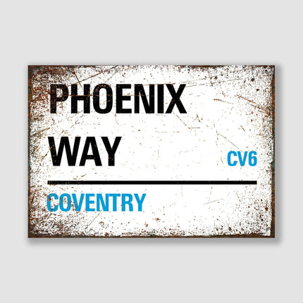 Coventry Phoenix Way Street Sign - Close Up Detail View