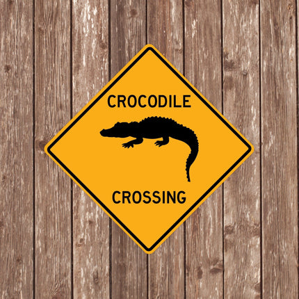 Crocodile Crossing Sign - Close Up Detail View