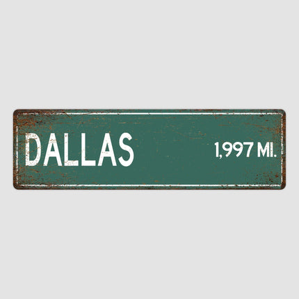 Dallas Distance Street Sign - Close Up Detail View