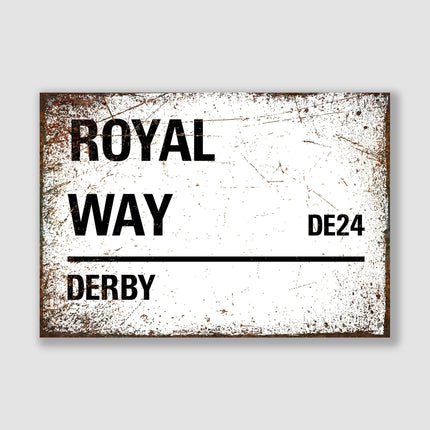 Derby Royal Way Street Sign - Close Up Detail View