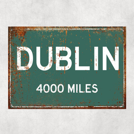 Dublin Distance Sign - Close Up Detail View