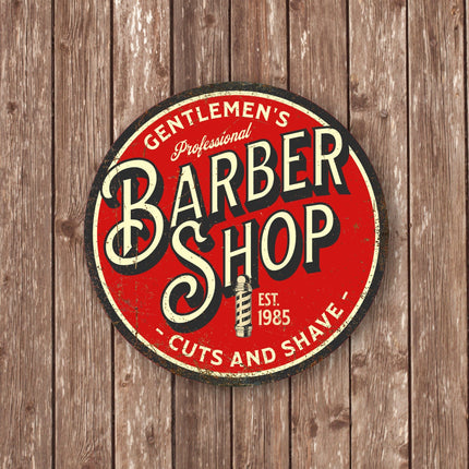 Gentleman's Barbershop Sign - Close Up Detail View