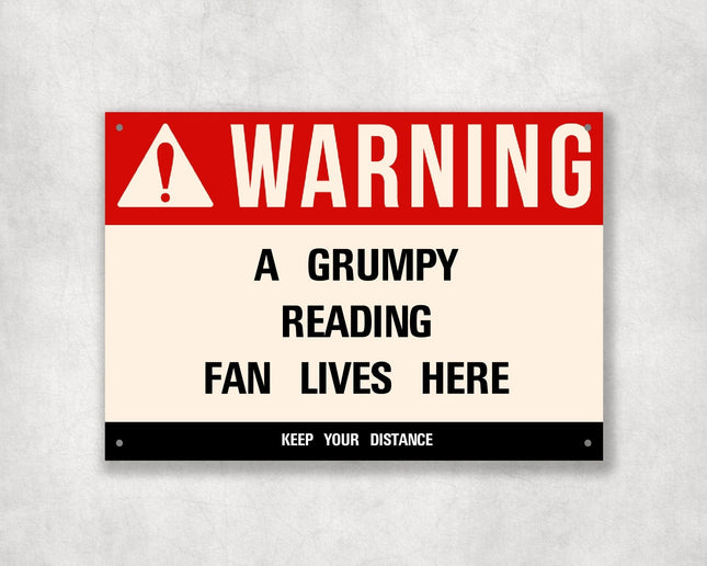 Grumpy Reading Fan Sign - Sign | Personalised Gift