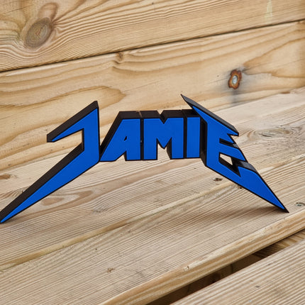 Heavy Metal Personalised Desk Name Sign - Close Up Detail View