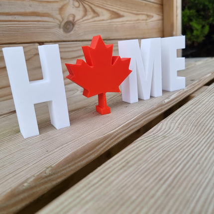 Home Decorative Letter Ornament With Maple Leaf - Close Up Detail View