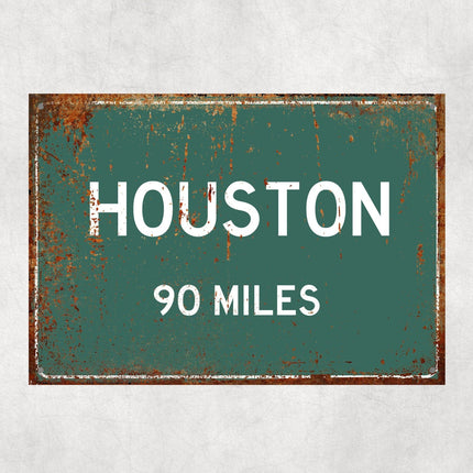Houston Distance Sign - Close Up Detail View