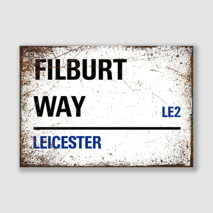 Leicester Filbert Way Street Sign - Close Up Detail View