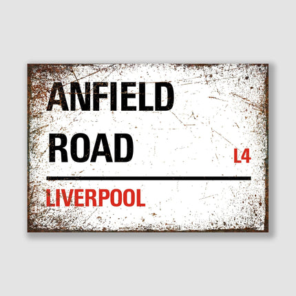 Liverpool Anfield Road Street Sign - Close Up Detail View