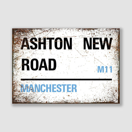 Manchester Ashton New Road Street Sign - Close Up Detail View