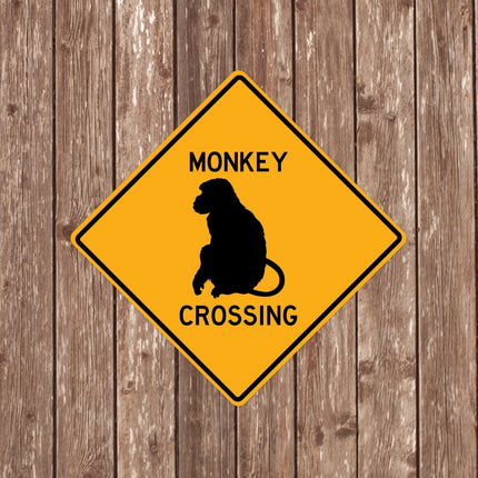 Monkey Crossing Sign - Close Up Detail View
