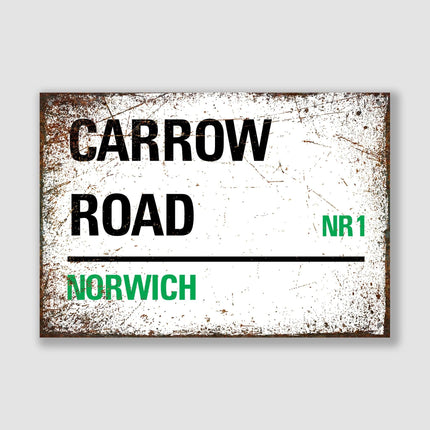 Norwich Carrow Road Street Sign - Close Up Detail View