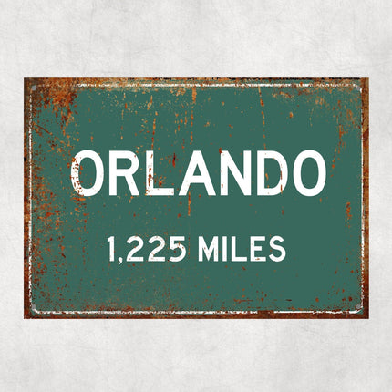 Orlando Distance Sign - Close Up Detail View