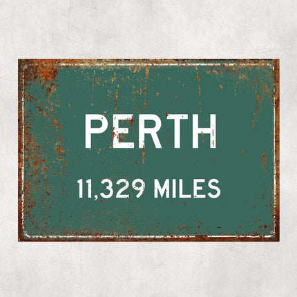 Perth Distance Sign - Close Up Detail View
