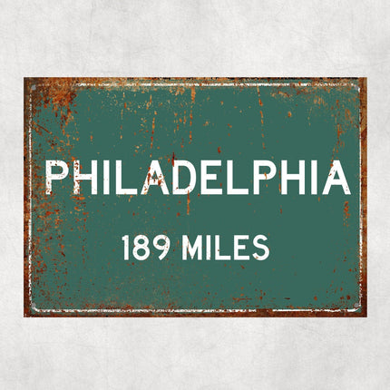 Philadelphia Distance Sign - Close Up Detail View