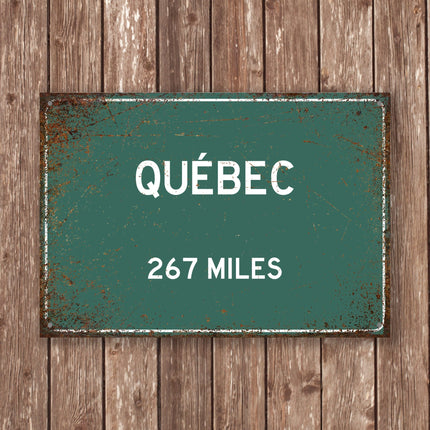 Quebec Distance Sign - Close Up Detail View