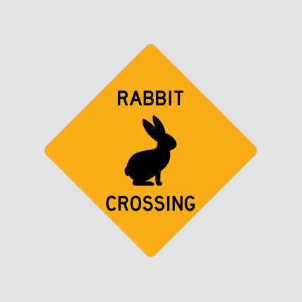 Rabbit Crossing Sign - Close Up Detail View