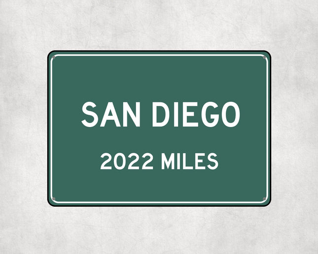 San Diego Distance Sign - Unique Personalised Gift