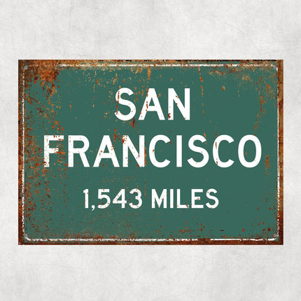 San Francisco Distance Sign - Close Up Detail View
