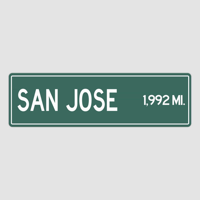 San Jose Distance Street Sign - Unique Personalised Gift