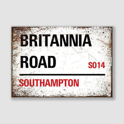 Southampton Britannia Road Street Sign - Close Up Detail View