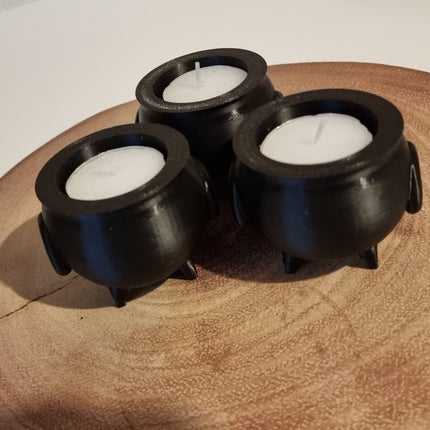 Spooky Cauldron Tea Light Holders – Set of 3 Halloween Decor - Gift | Personalised Gift