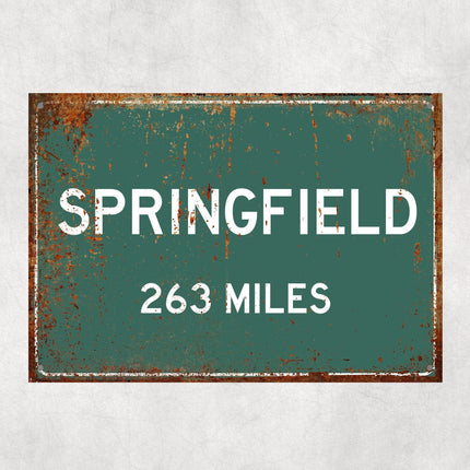 Springfield Distance Sign - Close Up Detail View