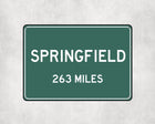 Springfield Distance Sign - Sign | Personalised Gift