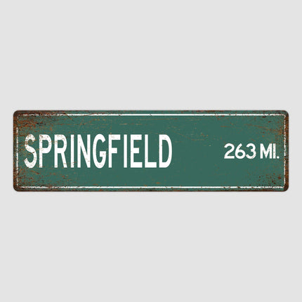Springfield Distance Street Sign - Close Up Detail View