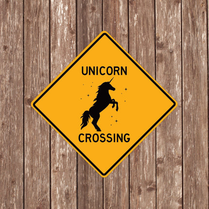 Unicorn Crossing Sign - Close Up Detail View