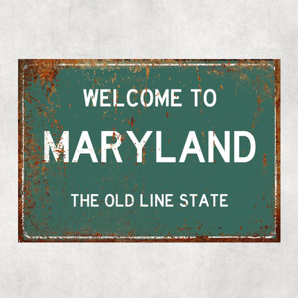 Welcome to Maryland Sign - Close Up Detail View