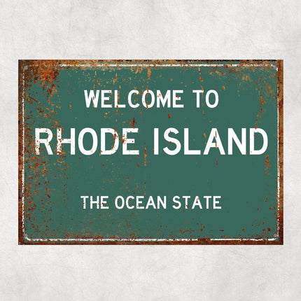 Welcome to Rhode Island Sign - Close Up Detail View