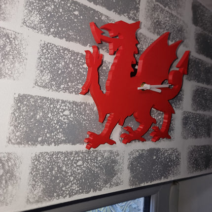 Welsh Dragon 3D Printed Clock - Alternative Angle View