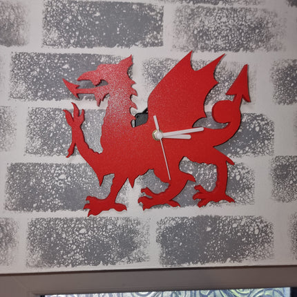 Welsh Dragon 3D Printed Clock - Close Up Detail View