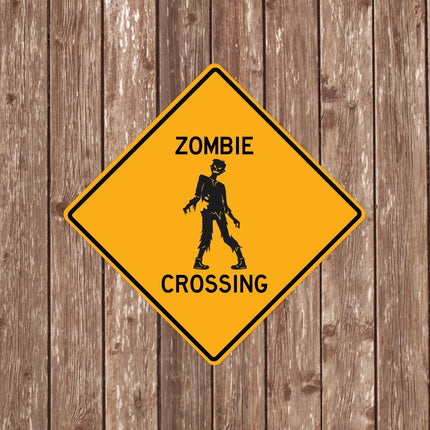 Zombie Crossing Sign - Close Up Detail View