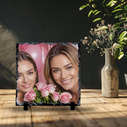 Wedding party photograph printed on a personalised slate