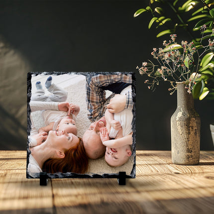 New baby photo slate displayed at home