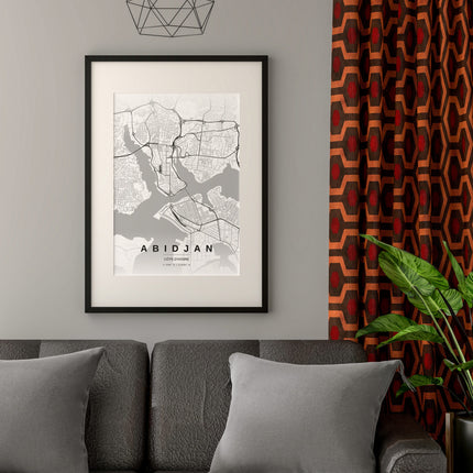 Abidjan Map Art Print - Lifestyle Room Setting