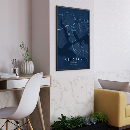 Abidjan Map Art Print - Close Up Detail View