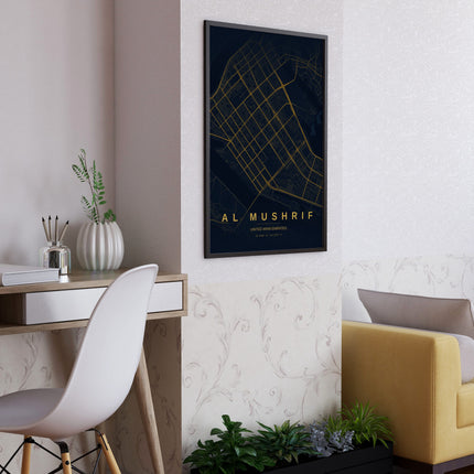 Abu Dhabi Map Art Print - Lifestyle Room Setting