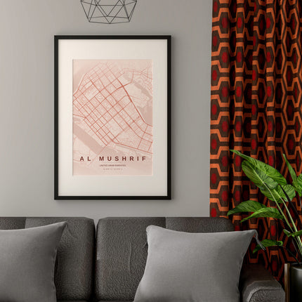 Abu Dhabi Map Art Print - Close Up Detail View