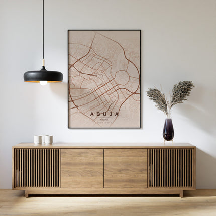 Abuja Map Art Print - Lifestyle Room Setting