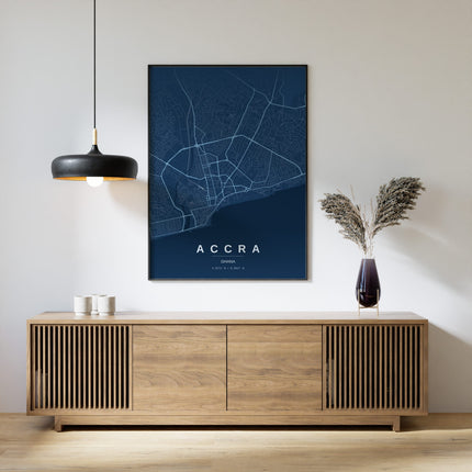 Accra Map Art Print - Close Up Detail View