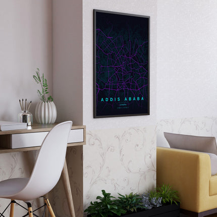 Addis Ababa Map Art Print - Alternative Angle View